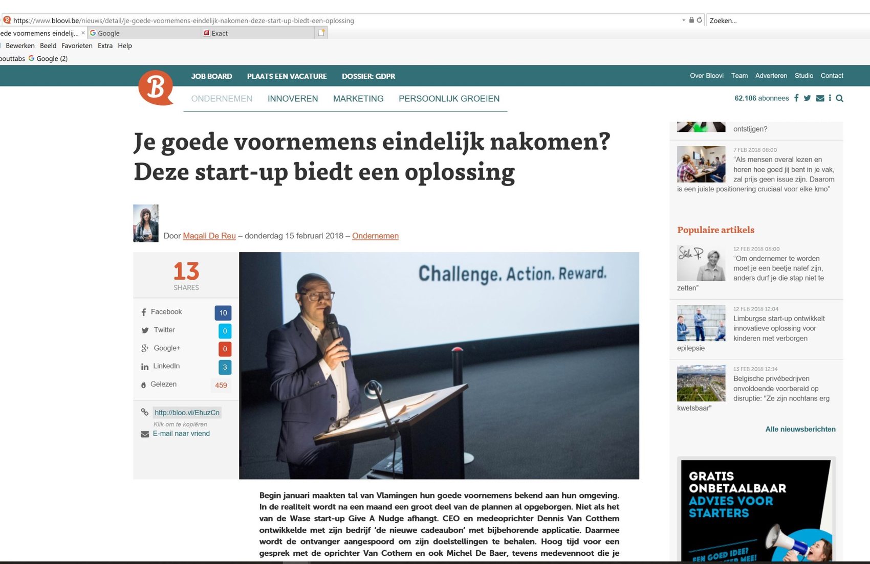 Bloovi article about Give a Nudge